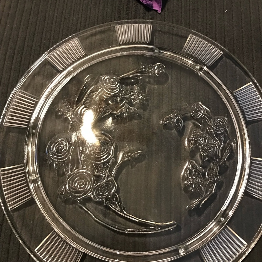 Beautiful floral glass platter